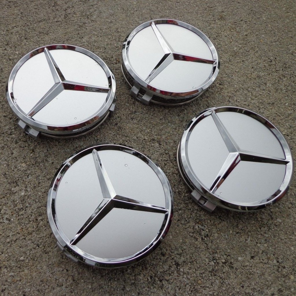 Brand New Set Of Four 3 Silver Chrome Mercedes Benz Wheels Cente